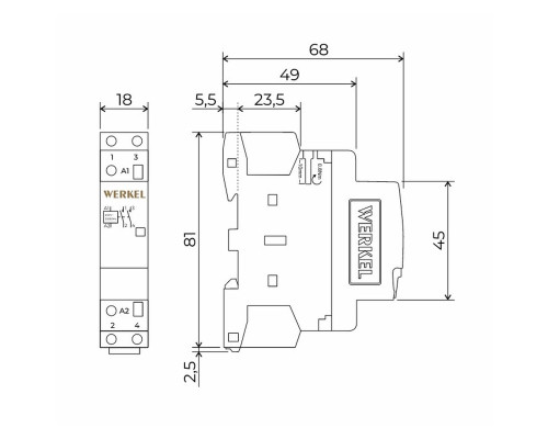 Контактор модульный 16 A 2NO (1 модуль) Werkel W941M16O 4690389212079 Контактор модульный 16 A 2NO (1 модуль) Werkel W941M16O 4690389212079