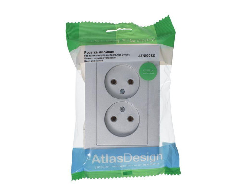 Розетка двойная 2К Systeme Electric AtlasDesign 16A 250V алюминий ATN000320 Розетка двойная 2К Systeme Electric AtlasDesign 16A 250V алюминий ATN000320