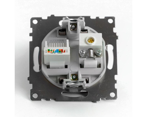 Розетка телевизионная TV + компьютерная RJ-45 Stekker Катрин шоколад GLS00-7106-04 49185