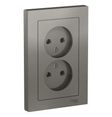 Розетка двойная 2К Systeme Electric AtlasDesign 16A 250V сталь ATN000920