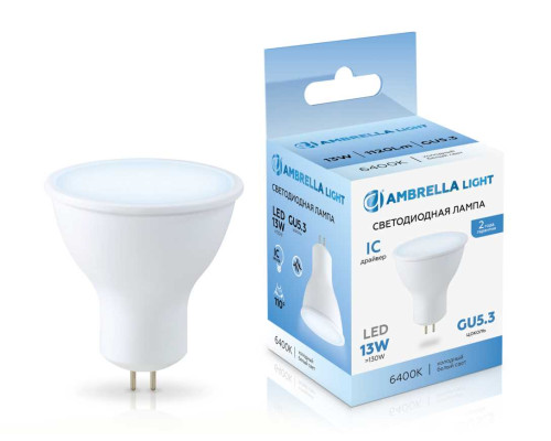 Светодиодная лампа MR16 13W 6400K Ambrella light Bulding 161306 Светодиодная лампа MR16 13W 6400K Ambrella light Bulding 161306