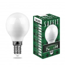 Лампа светодиодная Saffit E14 7W 6400K Шар Матовая SBG4507 55123