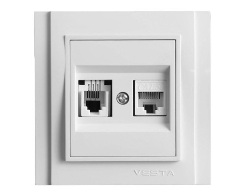 Розетка LAN/телефонная Vesta-Electric Verona белый FRZ00020104BEL Розетка LAN/телефонная Vesta-Electric Verona белый FRZ00020104BEL