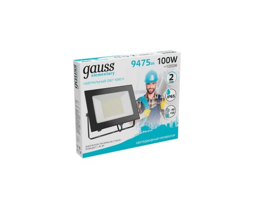 Прожектор светодиодный Gauss Elementary 100W 4000К 613100110