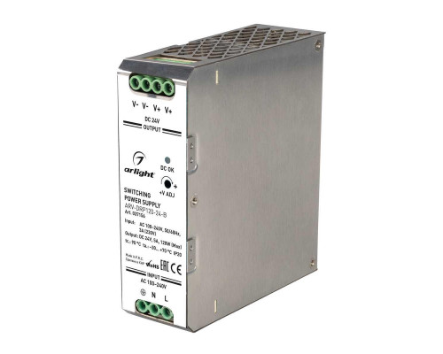 Блок питания Arlight ARV-DRP120-24-B 24V 120W IP20 5A 037156 Блок питания Arlight ARV-DRP120-24-B 24V 120W IP20 5A 037156