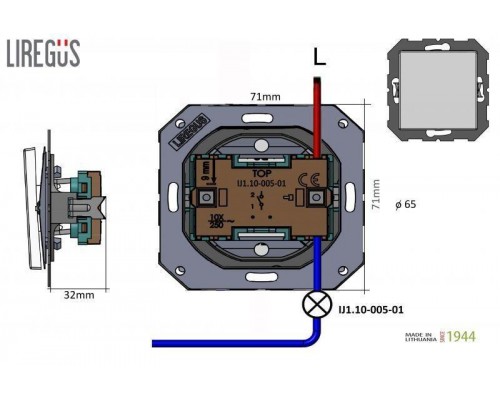 Выключатель одноклавишный Liregus Epsilon антрацит 28-3003