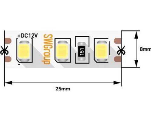 Светодиодная лента SWG 9,6W/m 120LED/m 2835SMD холодный белый 5M 007263 Светодиодная лента SWG 9,6W/m 120LED/m 2835SMD холодный белый 5M 007263