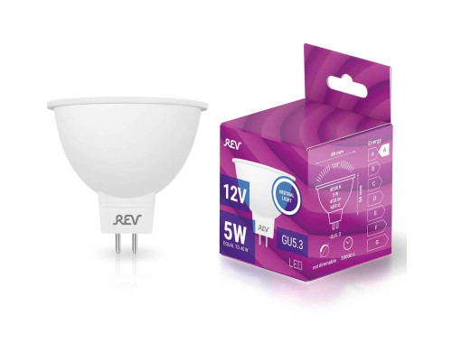 Лампа светодиодная REV MR16 GU5.3 5W 4000K нейтральный белый свет 12V рефлектор 32372 3 Лампа светодиодная REV MR16 GU5.3 5W 4000K нейтральный белый свет 12V рефлектор 32372 3