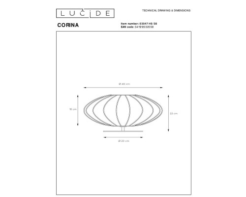 Настольная лампа Lucide Corina 03547/40/38