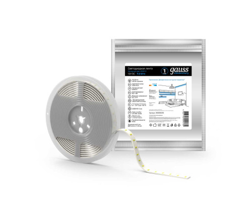 Светодиодная лента Gauss 9,6W/m 120LED/m 2835SMD холодный белый 5M 355000310 Светодиодная лента Gauss 9,6W/m 120LED/m 2835SMD холодный белый 5M 355000310