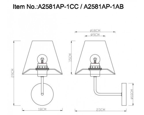 Бра Arte Lamp Elba A2581AP-1CC