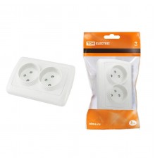 Розетка двойная 2P TDM Electric Онега со шторками белая SQ1805-0012