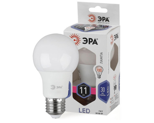 Лампа светодиодная ЭРА E27 11W 6000K матовая LED A60-11W-860-E27 Б0031394