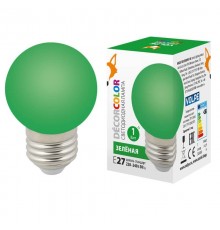 Лампа светодиодная Volpe E27 1W зеленая LED-G45-1W/GREEN/E27/FR/С UL-00005648