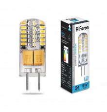 Лампа светодиодная Feron G4 3W 6400K прозрачная LB-422 25533