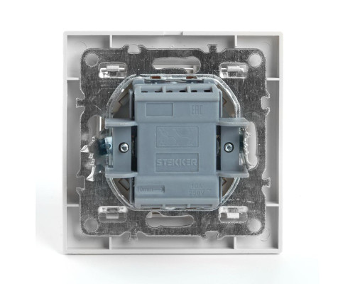 Переключатель двухклавишный Stekker Эрна белый PSW10-9005-01 39919
