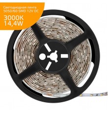 Светодиодная лента Gauss 14,4W/m 60LED/m 5050SMD теплый белый 5M 355000114