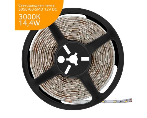 Светодиодная лента Gauss 14,4W/m 60LED/m 5050SMD теплый белый 5M 355000114 Светодиодная лента Gauss 14,4W/m 60LED/m 5050SMD теплый белый 5M 355000114