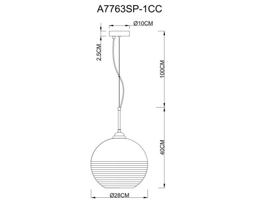 Подвесной светильник Arte Lamp Wave A7763SP-1CC Подвесной светильник Arte Lamp Wave A7763SP-1CC
