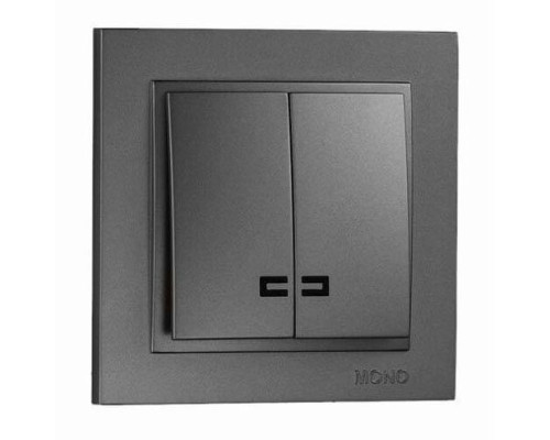Выключатель Mono Electric Despina двухклавишный с подсветкой графит 102-202025-103 Выключатель Mono Electric Despina двухклавишный с подсветкой графит 102-202025-103