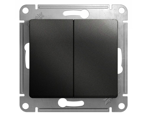 Переключатель двухклавишный проходной Systeme Electric Glossa 10A 250V антрацит GSL000765 Переключатель двухклавишный проходной Systeme Electric Glossa 10A 250V антрацит GSL000765