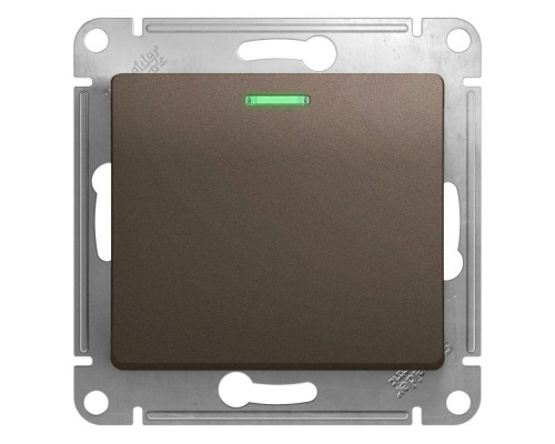 Выключатель одноклавишный Systeme Electric Glossa 10A 250V с подсветкой шоколад GSL000813 Выключатель одноклавишный Systeme Electric Glossa 10A 250V с подсветкой шоколад GSL000813