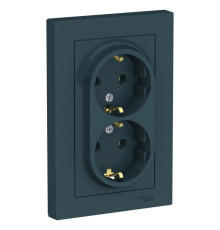 Розетка двойная 2К+З Systeme Electric AtlasDesign 16A 250V изумруд ATN000824
