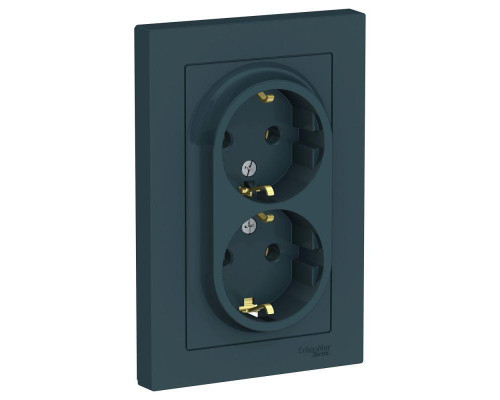 Розетка двойная 2К+З Systeme Electric AtlasDesign 16A 250V изумруд ATN000824