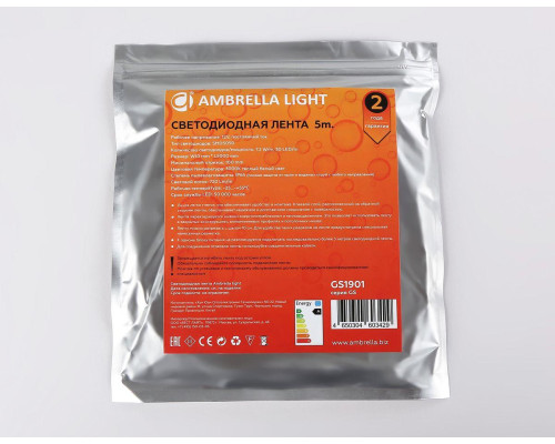 Светодиодная влагозащищенная лента Ambrella Light 7,2W/m 30LED/m 5050SMD теплый белый 5M GS1901 Светодиодная влагозащищенная лента Ambrella Light 7,2W/m 30LED/m 5050SMD теплый белый 5M GS1901