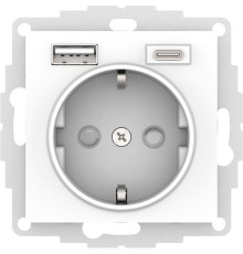 Розетка 2К+З/2хUSB Systeme Electric AtlasDesign 16A 250V Type A+С белая ATN000132
