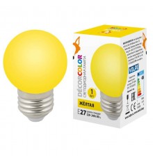 Лампа светодиодная Volpe E27 1W желтая LED-G45-1W/YELLOW/E27/FR/С UL-00005649