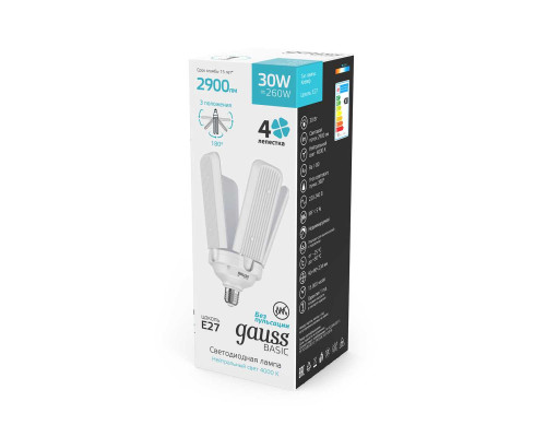 Лампа светодиодная Gauss E27 30W 4000K матовая 11732232 Лампа светодиодная Gauss E27 30W 4000K матовая 11732232
