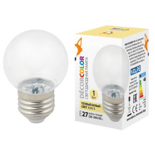 Лампа декоративная светодиодная Volpe E27 1W 3000K прозрачная LED-G45-1W/3000K/E27/CL/С UL-00005807