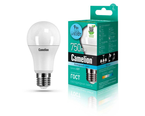 Лампа светодиодная Camelion E27 9W 4500K LED9-A60/845/E27 12044 Лампа светодиодная Camelion E27 9W 4500K LED9-A60/845/E27 12044