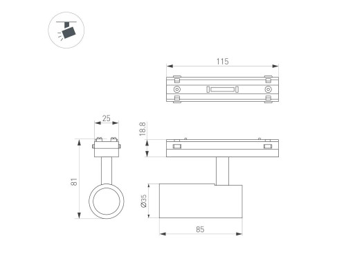 Трековый светодиодный светильник Arlight Mag-Vibe-Spot-R35-8W Day4000 044461 Трековый светодиодный светильник Arlight Mag-Vibe-Spot-R35-8W Day4000 044461