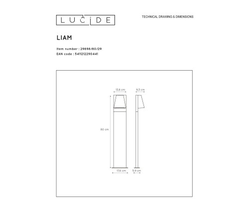 Уличный светильник Lucide Liam 29898/80/29