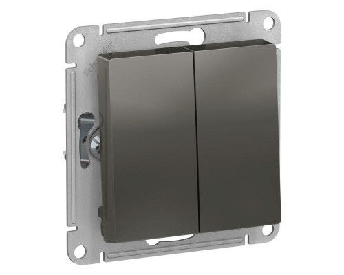 Переключатель двухклавишный проходной Systeme Electric AtlasDesign 10A 250V сталь ATN000965 Переключатель двухклавишный проходной Systeme Electric AtlasDesign 10A 250V сталь ATN000965