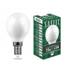 Лампа светодиодная Saffit E14 11W 2700K Шар Матовая SBG4511 55136