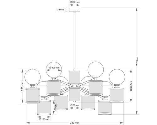 Подвесной светильник KUTEK ERBA ERB-ZW-8(BN/3)BB Подвесной светильник KUTEK ERBA ERB-ZW-8(BN/3)BB