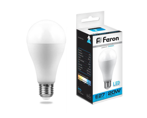 Лампа светодиодная Feron E27 20W 6400K Шар Матовая LB-98 25789 Лампа светодиодная Feron E27 20W 6400K Шар Матовая LB-98 25789