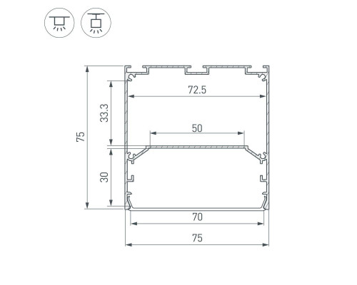 Профиль Arlight Line-S-7575-2000 White 041858 Профиль Arlight Line-S-7575-2000 White 041858