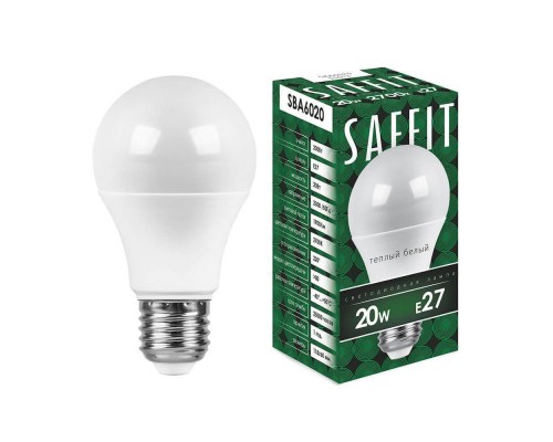 Лампа светодиодная Saffit E27 20W 2700K матовая SBA6020 55013
