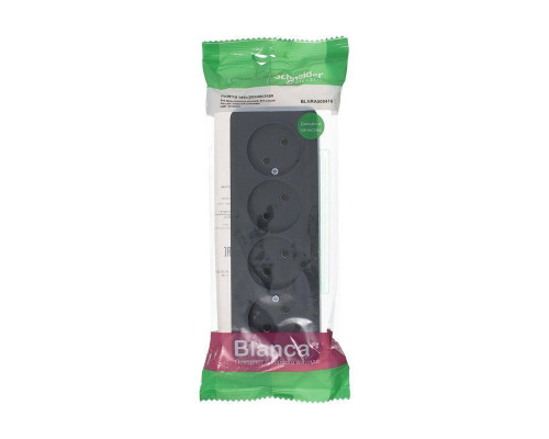 Розетка четырехместная 2К Systeme Electric Blanca 16A 250V антрацит BLNRA000416 Розетка четырехместная 2К Systeme Electric Blanca 16A 250V антрацит BLNRA000416
