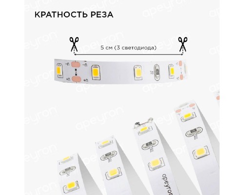 Светодиодная лента Apeyron 4,8W/m 60LED/m 5050SMD теплый белый 5M 10-11 Светодиодная лента Apeyron 4,8W/m 60LED/m 5050SMD теплый белый 5M 10-11