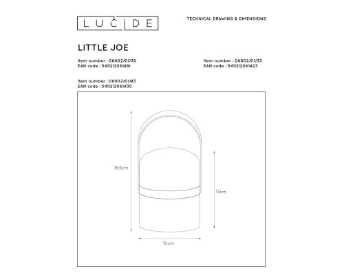 Уличный светодиодный светильник Lucide Little Joe 06802/01/43