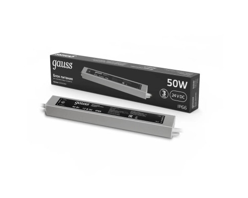 Блок питания Gauss 50W 24V IP66 202022050 Блок питания Gauss 50W 24V IP66 202022050