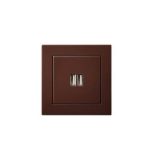 Розетка 2xUSB Liregus Epsilon коричневый 28-1453