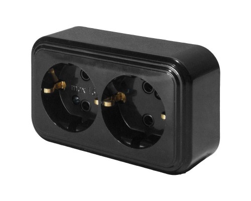 Розетка двойная 2P+PE Stekker Брест черный PST16-31-20 39696 Розетка двойная 2P+PE Stekker Брест черный PST16-31-20 39696