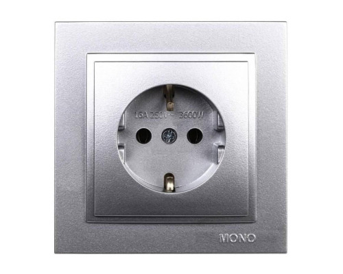 Розетка 2К+З Mono Electric Despina 16A 250V винтовое подключение серебро 102-212121-117 Розетка 2К+З Mono Electric Despina 16A 250V винтовое подключение серебро 102-212121-117