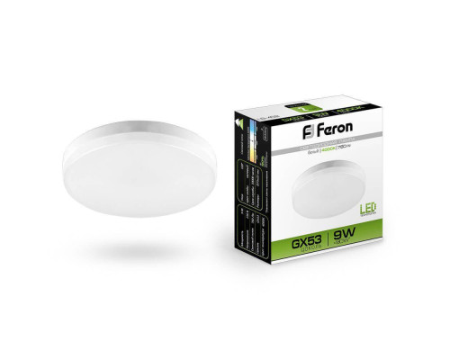 Лампа светодиодная Feron GX53 9W 4000K Таблетка Матовая LB-452 25829